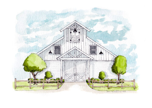 Custom Wedding Venue Portrait 9x12